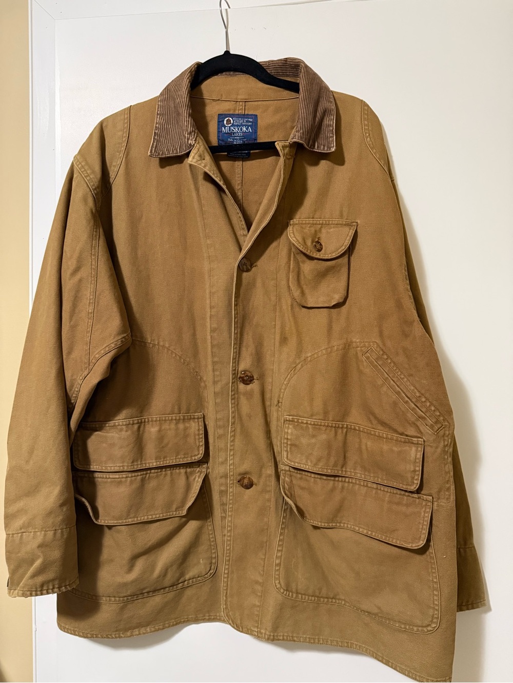 Vintage Muskoka Lakes XL EVC Canvas Military Field Jacket with Corduroy Collar